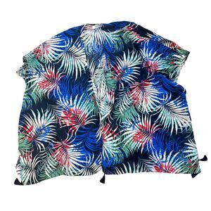 Self contrast tropical print kimono